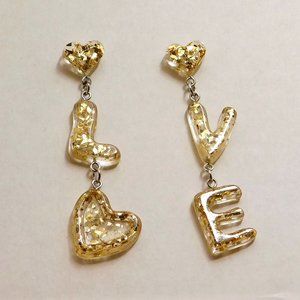 LOVE Dangle Earrings with Hypoallergenic Post